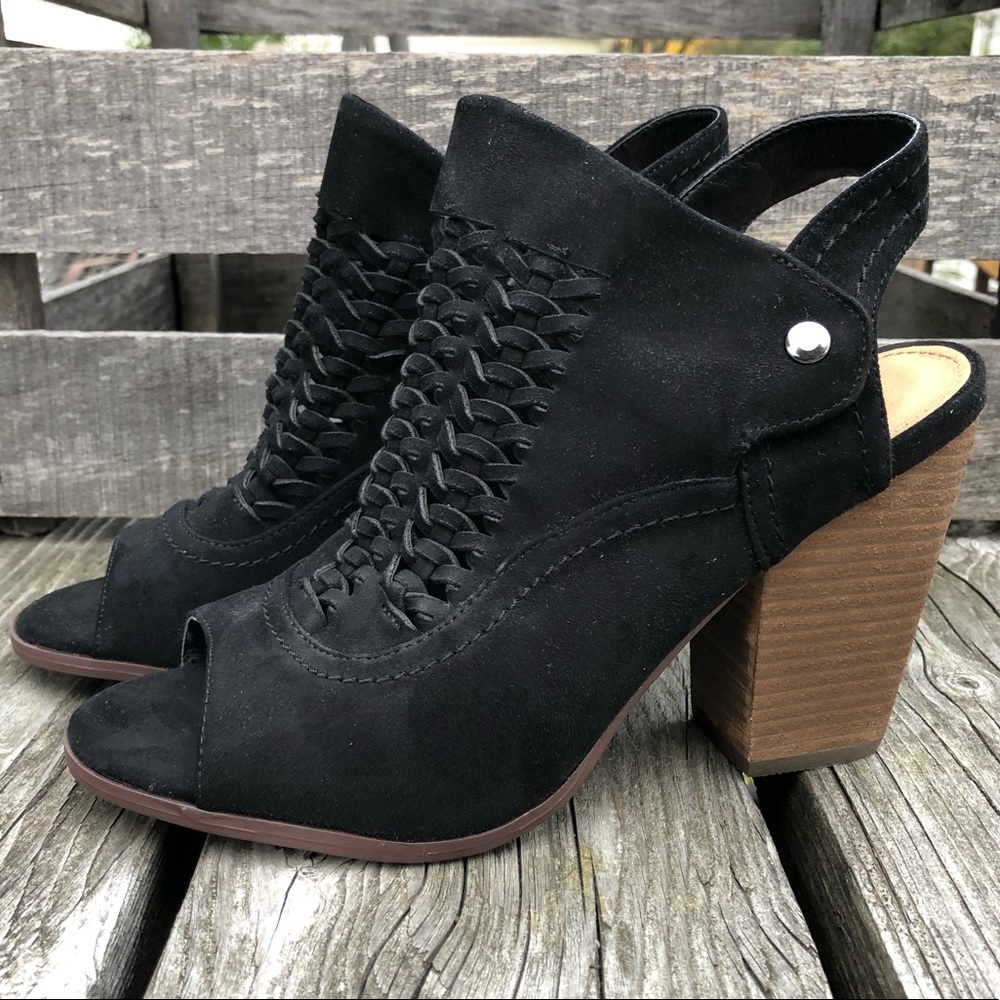 - Buckle 9.5 Black Suede Heeled Ankle Bootie! NEW!